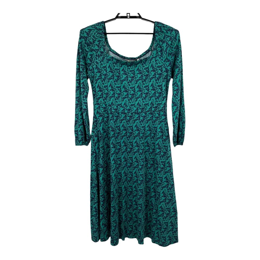 Boden dress Square Neck Jersey Midi green blue size 10